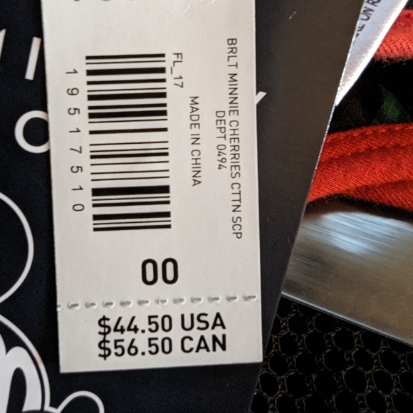 Disney Minnie Mouse Cotton Scoop Neck Bralette Sz M/L - Picture 7 of 8